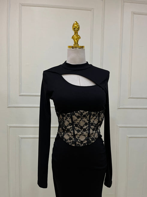 Women Lace Hollow out Design Tops With Mermaid Skirts Sets